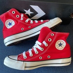 brand new red converse high tops - size 5.5